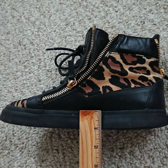 Giuseppe Zanotti Black Leopard Hi Top Sneakers size 37.5 - Picture 8 of 9